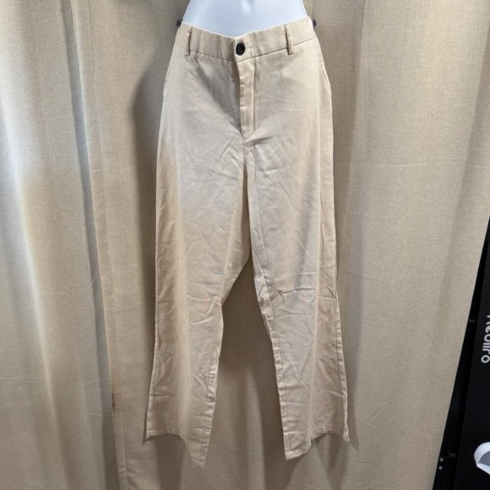 NWOT Manfinity‎ Mens Linen Blend Trousers Dress Casual Pants Size L Beige